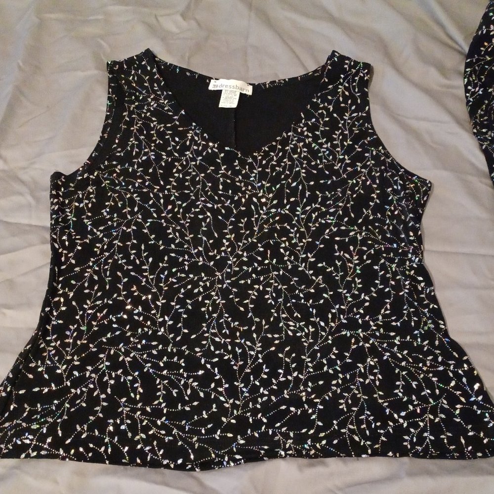2 piece, matching sleeveless shirt and over shirt